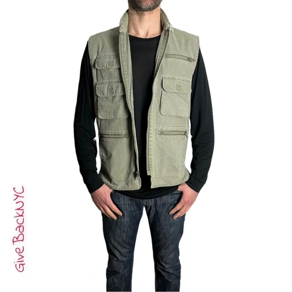 Banana Republic Wilderness Vest Hidden Hood Olive Green Size M